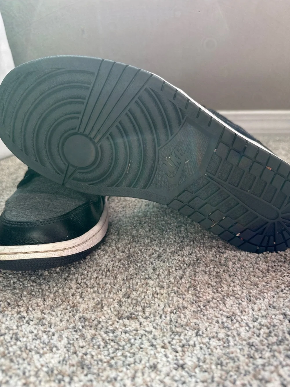 Jordan 1 Mid-Top Sneakers in Black, Gray & Red Jump man